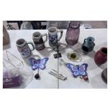 2 Budweiser Steins,1 Coors Stein, Figurine Made