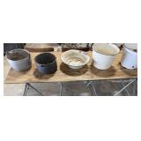 2 Pots, 2 Enamelware Pots, Enamelware Wash Basin