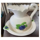 Vintage Ceramic Wash Pitcher & Basin