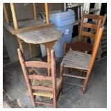 2 Wooden Tables, 2 Matching Chairs, Child Chair