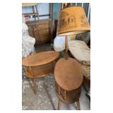 2 Vintage Side Tables (1 w/ lamp)