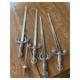 4 Vintage Daggers, 1 Letter Opener