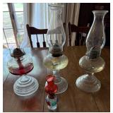 3 Oil Lamps, 1 Small Oil Lamp