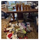 Amber Stemmed Glasses, Plates, Cannisters,