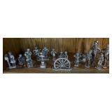 16+/- Pewter Figurines, 1 Pewter Wagon Wheel