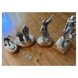4 Michael Ricker Pewter Figurines on Bases