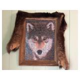Framed Wolf Puzzle & Fur