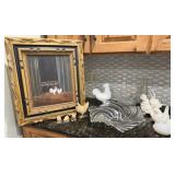2 Hen on a Nest, Rooster Figurines,