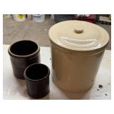 #5 Crock & 2 Small Crocks