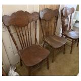 3 Vintage Matching Wood Dining Chairs