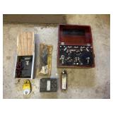 Silver Dry Cell Battery, Amprobes, etc.