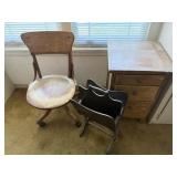 Newspaper Stand, Vintage Wooden Desk Chair,