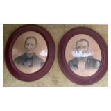 2 Vintage Oval Shaped Framed Photographs
