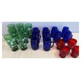 Blue Handled Canning Jar Glasses, Green