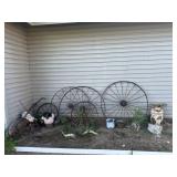 Wagon Wheels, Hand Plow, Milk Can, Tractor Seat,