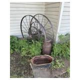Wagon Wheels, Milk Jug, Cast Pot