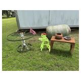 Wagon Wheel Table, Small Metal Table, Misc.