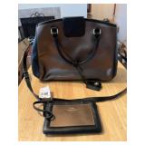 Coach Bag Metallic Leather & Matching Wallet