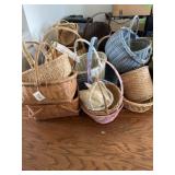 20+/- Wicker Baskets & 3+/- Brass Planters