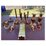 Brass Candle Holders & Pitcher & Vase