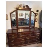 Contemporary Cherrywood Dresser w/ Mirror