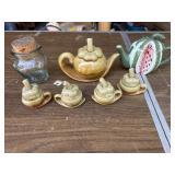 Clay Work Mini Pumpkin Tea Pot & Tea Cups