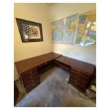 Cherrywood L-Shaped Desk w/ Drawers