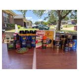 Box of Spray Paints & Mix Liquids & Rodent Traps