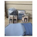 Sets of Blue Satin Curtains & Tie Backs