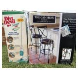 2 +/- Boxes, Barstool Chairs & Dirt Devil Vac