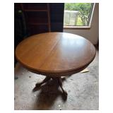 Round Wooden Table w/ Leaf & Chairs