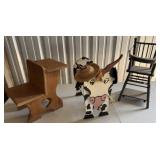 Doll Desk & Highchair, Cow Decor Piece