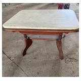 Vintage Stone Top Side Table on Wheels