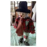 Porcelain Hobo Clown Doll w/ Stand
