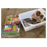 4 Unfinished Quilts, Storage Tote w/ Lid