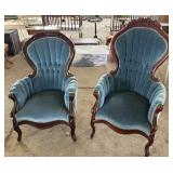 2 Vintage Victorian Style Arm Chairs w/ High