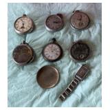 6 Pocket Watches, 1 Watch