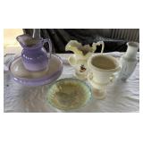 Vintage Wash Pitcher & Basin, Pitcher, 2 Vases,