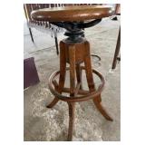 Vintage Wood Swivel Drafting Stool