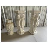 2 Ceramic Cherub Plant Stand, Vase
