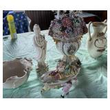 Floral Basket Sculpture, Figurines, Vase,
