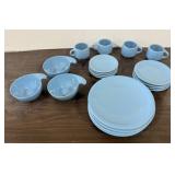 Blue Frankoma Pottery Dish Set