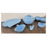 Blue Frankoma Pottery Dishes