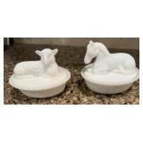 Vintage Horse & Sheep on Nest