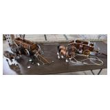 Vintage Chuckwagon Lamp, 4 Plastic Horses, Vintage