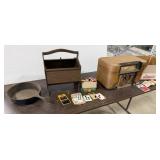 Sewing Box, Sewing Supplies, Cast Iron Pan,