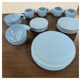 Blue Frankoma Pottery Dish Set