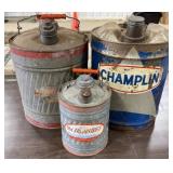 2 Galvanized Gas Cans, Champlin Oil Can