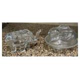 Clear Glass Bunny on Nest, Clear Glass Elephant