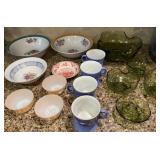 3 Fire King Custard Cups, Green Glass Dishes,